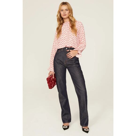 New Hill House Posy Pink Millie Top Mock Neck Floral Long Sleeve Sz XL - Picture 2 of 10